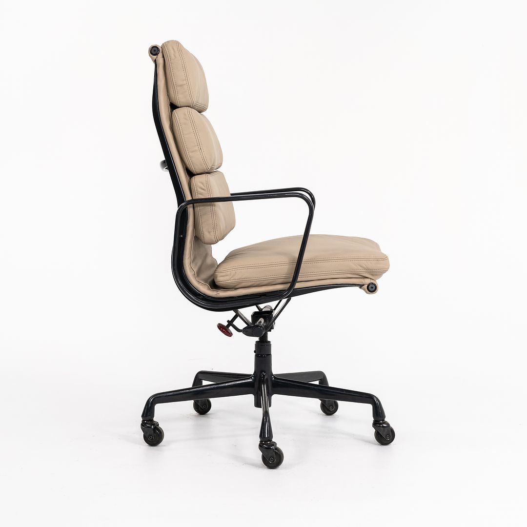 SOLD 1990s Soft Pad Executive Chair, Model EA219 by Ray and Charles Eames for Herman Miller in Tan Leather with Dark Frame