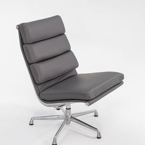 1990s Eames Soft Pad Lounge Chair and Ottoman, Models EA214 and EA223 by Charles and Ray Eames for Herman Miller in MINT Grey Leather