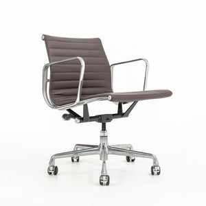 2010s Eames Aluminum Group Management Desk Chair by Ray and Charles Eames for Herman Miller in Purple / Eggplant Leather