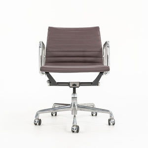 2010s Eames Aluminum Group Management Desk Chair by Ray and Charles Eames for Herman Miller in Purple / Eggplant Leather