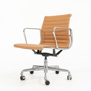 SOLD 2010s Aluminum Group Management Chair by Charles and Ray Eames for Herman Miller in Tan Leather 12x Available