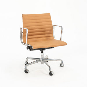SOLD 2010s Aluminum Group Management Chair by Charles and Ray Eames for Herman Miller in Tan Leather 12x Available