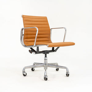 2010s Aluminum Group Management Desk Chair by Charles and Ray Eames for Herman Miller in Cognac Leather