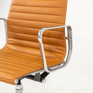 2010s Aluminum Group Management Desk Chair by Charles and Ray Eames for Herman Miller in Cognac Leather
