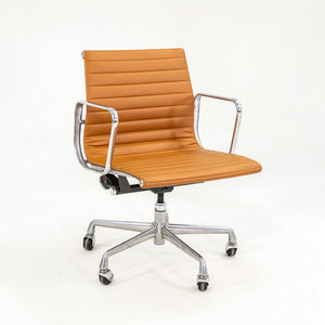 2010s Aluminum Group Management Desk Chair by Charles and Ray Eames for Herman Miller in Cognac Leather