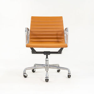 SOLD 2010s Aluminum Group Management Desk Chair by Charles and Ray Eames for Herman Miller in Cognac Leather
