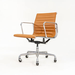 2010s Aluminum Group Management Desk Chair by Charles and Ray Eames for Herman Miller in Cognac Leather