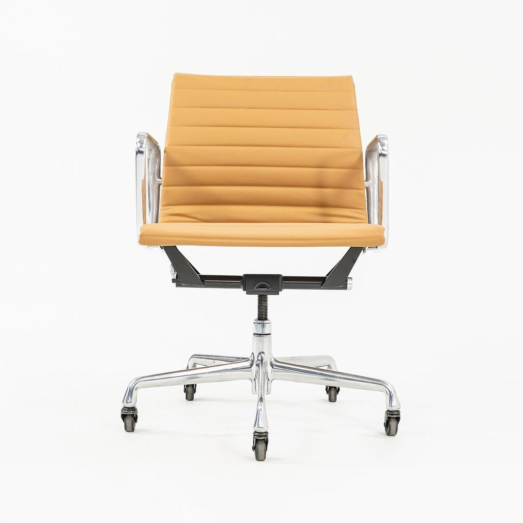 SOLD 2010s Eames Aluminum Group Management Desk Chair by Ray and Charles Eames for Herman Miller in Cognac Leather