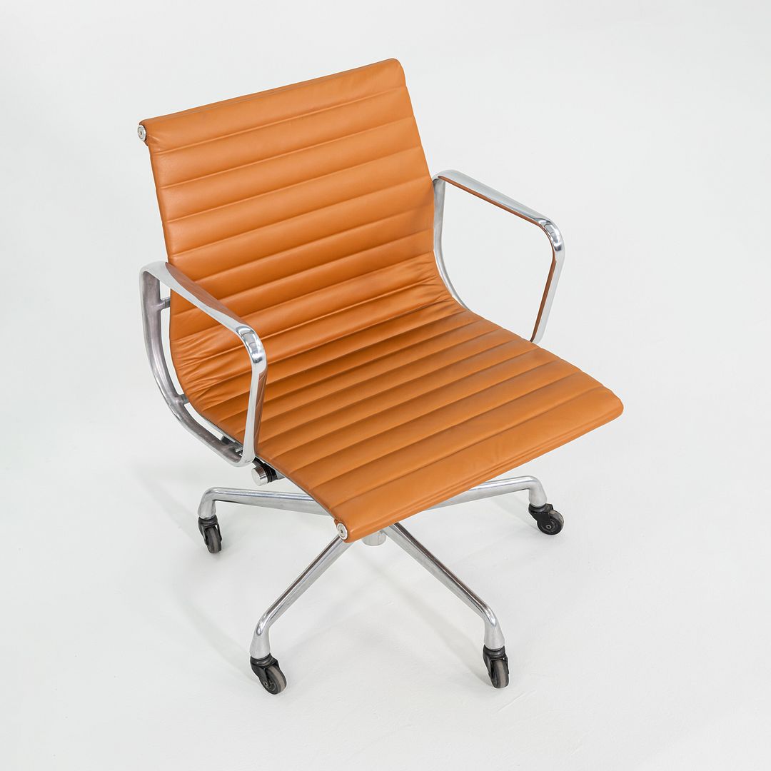 2010s Herman Miller Eames Aluminum Group Management Desk Chair in Cognac Leather