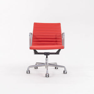 SOLD 2010s Aluminum Group Management Desk Chair, Model EA335 by Charles and Ray Eames for Herman Miller in Red Leather 2x Available