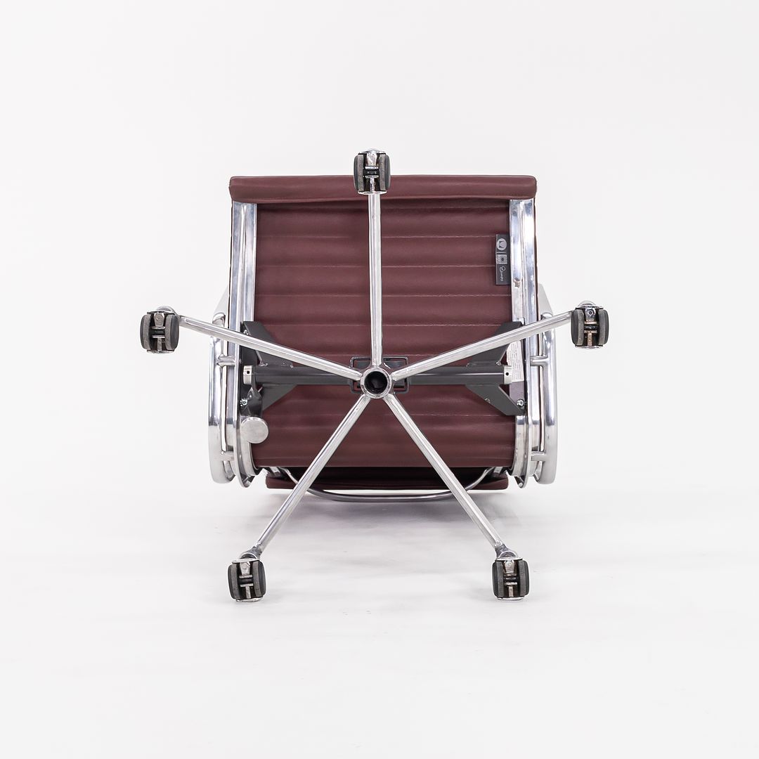 SOLD 2010s Eames Aluminum Group Management Desk Chair by Ray and Charles Eames for Herman Miller in Burgundy Leather