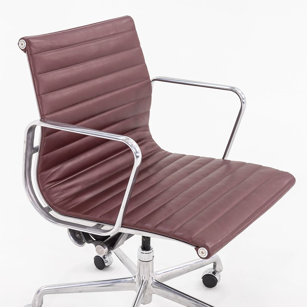 SOLD 2010s Eames Aluminum Group Management Desk Chair by Ray and Charles Eames for Herman Miller in Burgundy Leather