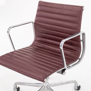 SOLD 2010s Eames Aluminum Group Management Desk Chair by Ray and Charles Eames for Herman Miller in Burgundy Leather