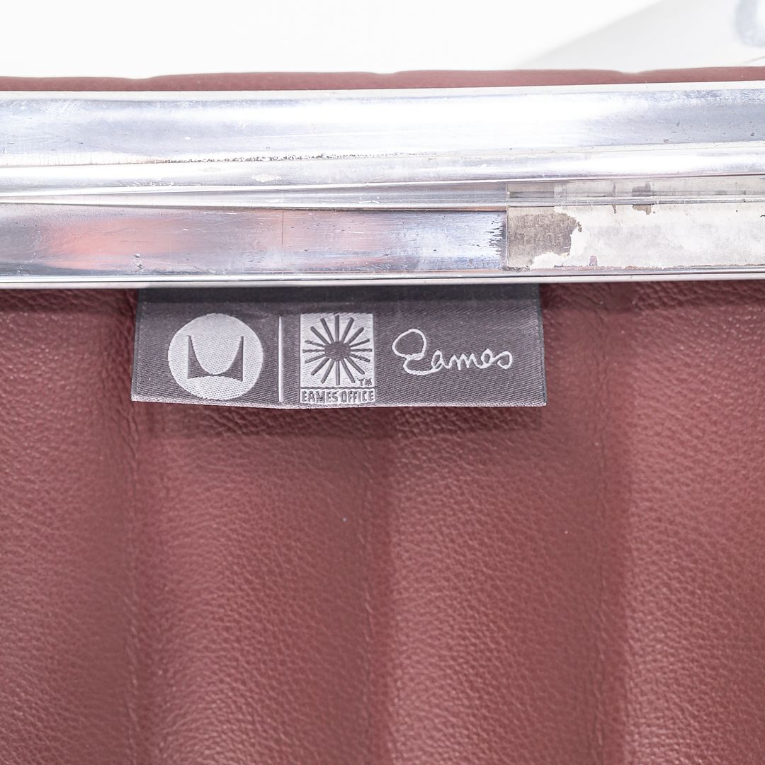 SOLD 2010s Eames Aluminum Group Management Desk Chair by Ray and Charles Eames for Herman Miller in Burgundy Leather