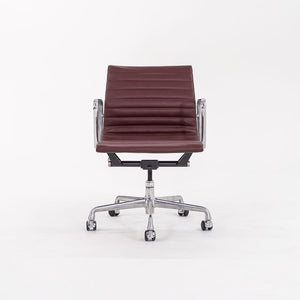 SOLD 2010s Eames Aluminum Group Management Desk Chair by Ray and Charles Eames for Herman Miller in Burgundy Leather