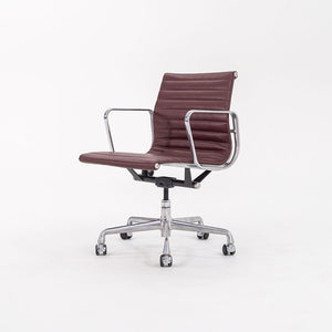 SOLD 2010s Eames Aluminum Group Management Desk Chair by Ray and Charles Eames for Herman Miller in Burgundy Leather