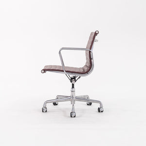 SOLD 2010s Eames Aluminum Group Management Desk Chair by Ray and Charles Eames for Herman Miller in Burgundy Leather