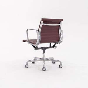 SOLD 2010s Eames Aluminum Group Management Desk Chair by Ray and Charles Eames for Herman Miller in Burgundy Leather
