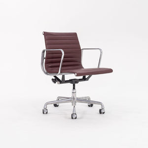 SOLD 2010s Eames Aluminum Group Management Desk Chair by Ray and Charles Eames for Herman Miller in Burgundy Leather