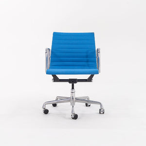 SOLD 2010s Eames Aluminum Group Management Desk Chair by Ray and Charles Eames for Herman Miller in Blue Leather