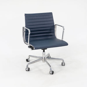 2010s Eames Aluminum Group Management Desk Chair by Ray and Charles Eames for Herman Miller in Blue Leather