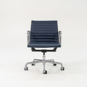 2010s Eames Aluminum Group Management Desk Chair by Ray and Charles Eames for Herman Miller in Blue Leather