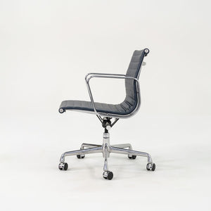 2010s Eames Aluminum Group Management Desk Chair by Ray and Charles Eames for Herman Miller in Blue Leather