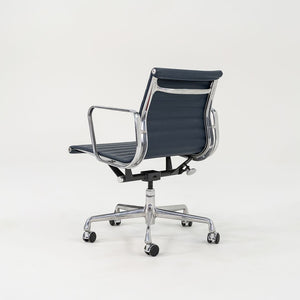 SOLD 2010s Eames Aluminum Group Management Desk Chair by Ray and Charles Eames for Herman Miller in Blue Leather