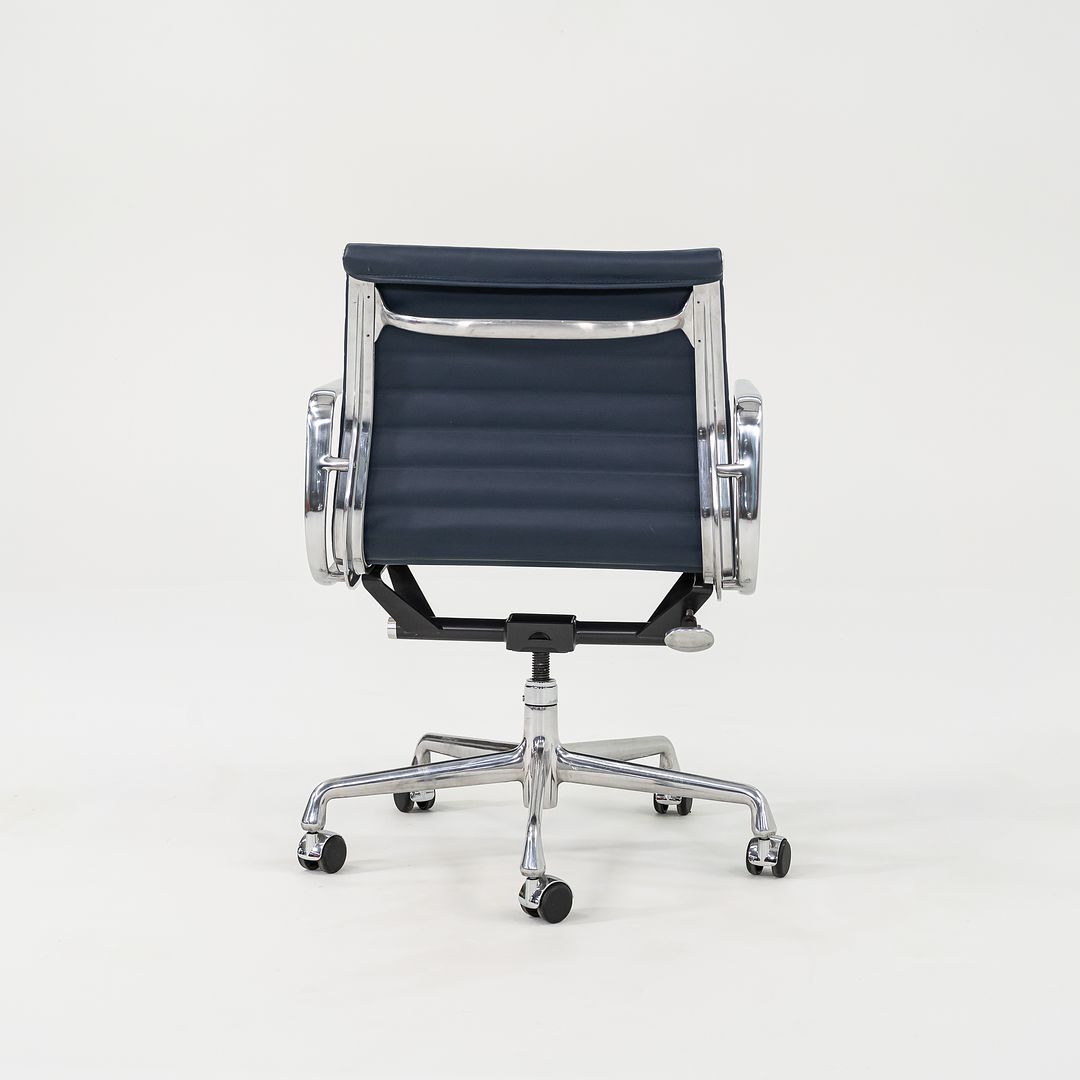 SOLD 2010s Eames Aluminum Group Management Desk Chair by Ray and Charles Eames for Herman Miller in Blue Leather