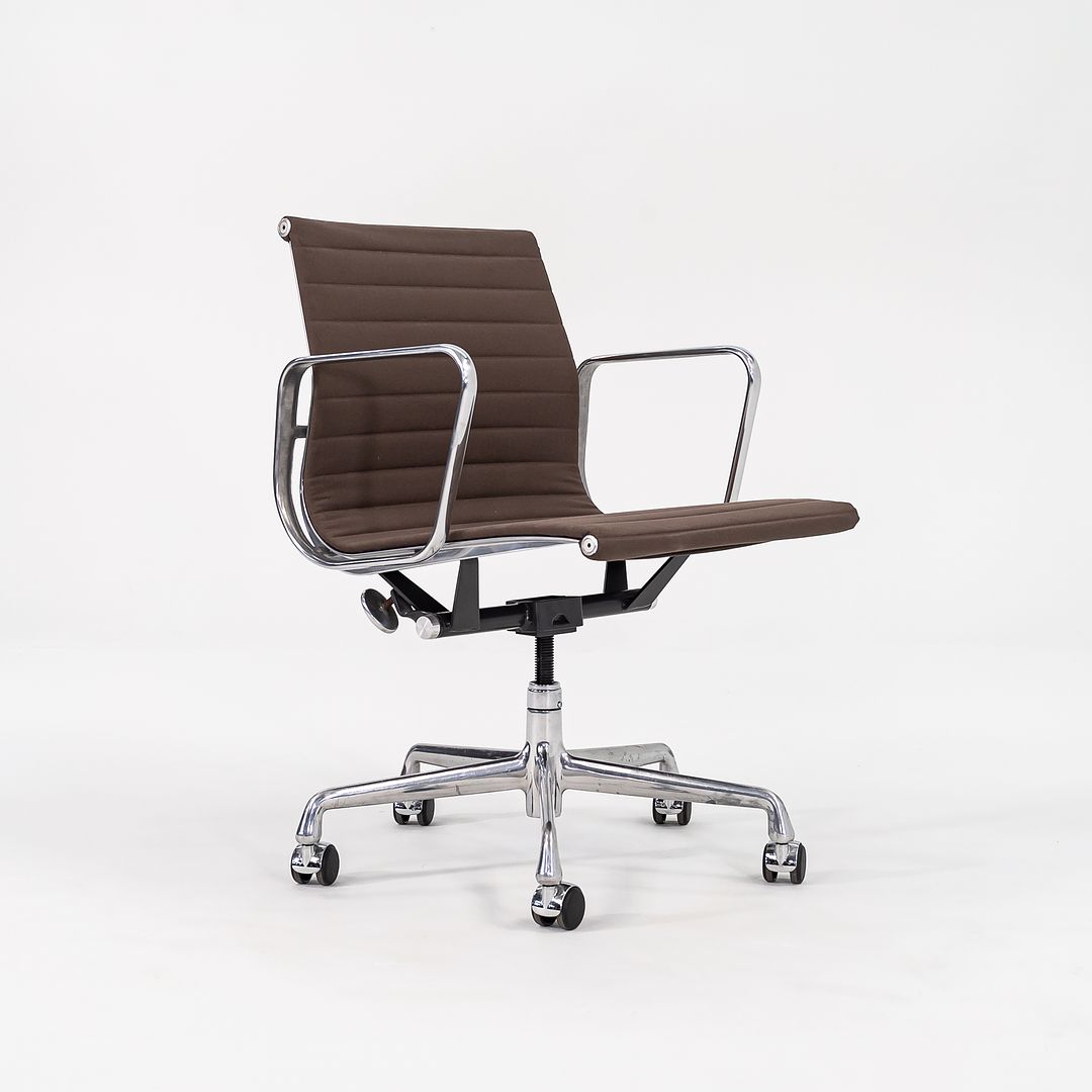 2010s Eames Aluminum Group Management Desk Chair by Ray and Charles Eames for Herman Miller in Brown Fabric