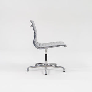 2010s Aluminum Group Armless Side Chair by Ray and Charles Eames for Herman Miller in Blue/Grey Leather