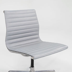 2010s Aluminum Group Armless Side Chair by Ray and Charles Eames for Herman Miller in Blue/Grey Leather