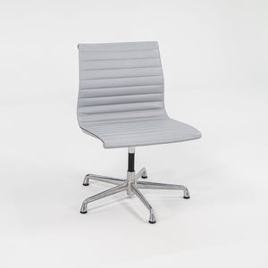 2010s Aluminum Group Armless Side Chair by Ray and Charles Eames for Herman Miller in Blue/Grey Leather