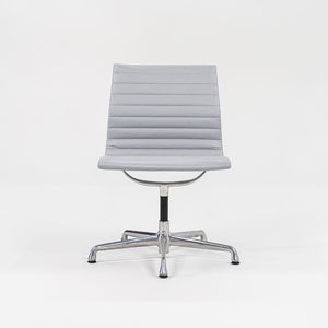 2010s Aluminum Group Armless Side Chair by Ray and Charles Eames for Herman Miller in Blue/Grey Leather