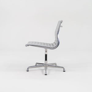 2010s Aluminum Group Armless Side Chair by Ray and Charles Eames for Herman Miller in Blue/Grey Leather