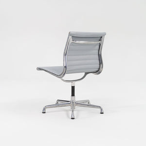 2010s Aluminum Group Armless Side Chair by Ray and Charles Eames for Herman Miller in Blue/Grey Leather