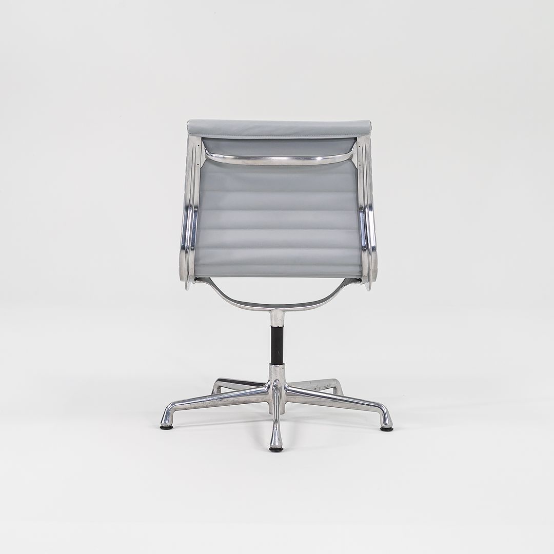 2010s Aluminum Group Armless Side Chair by Ray and Charles Eames for Herman Miller in Blue/Grey Leather