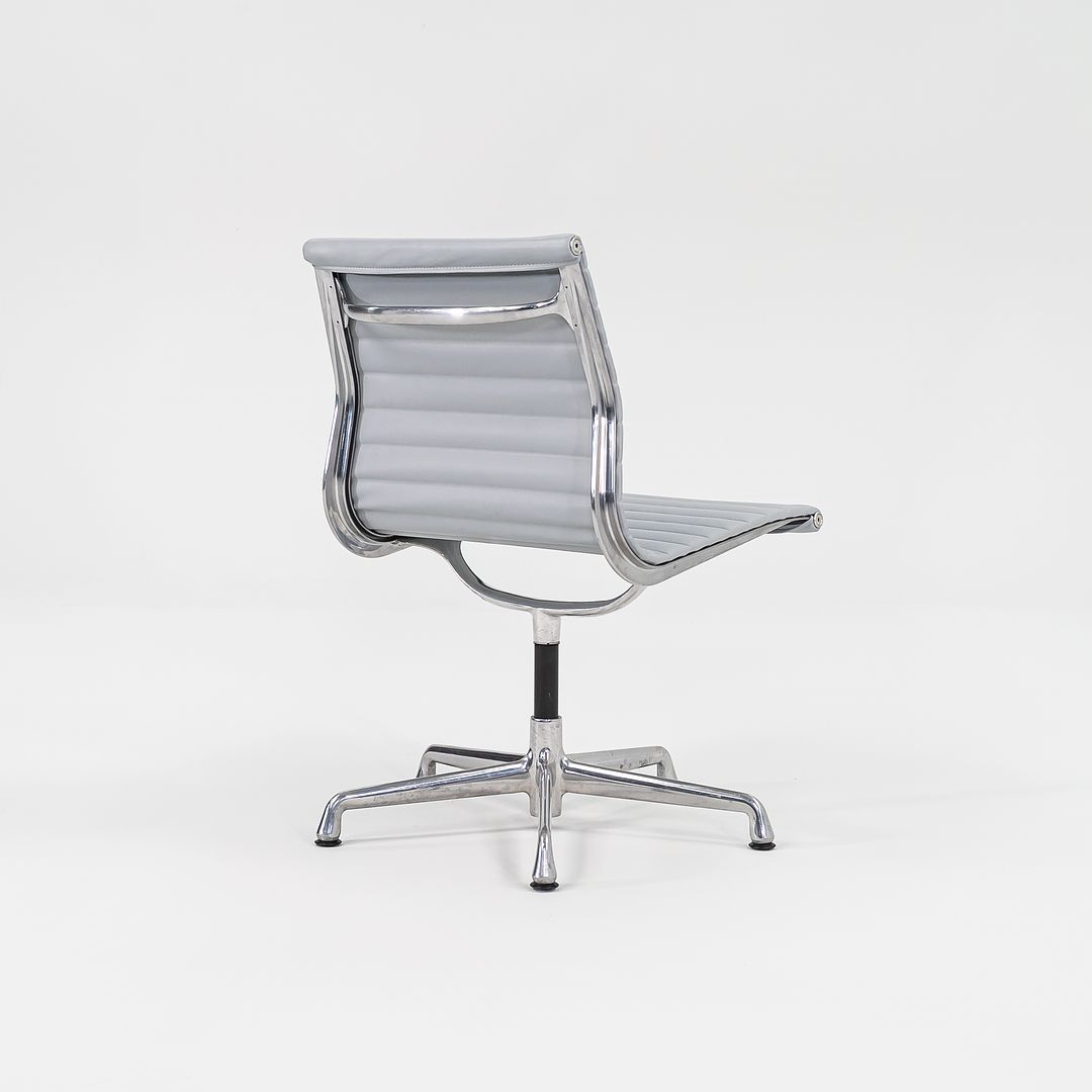 2010s Aluminum Group Armless Side Chair by Ray and Charles Eames for Herman Miller in Blue/Grey Leather