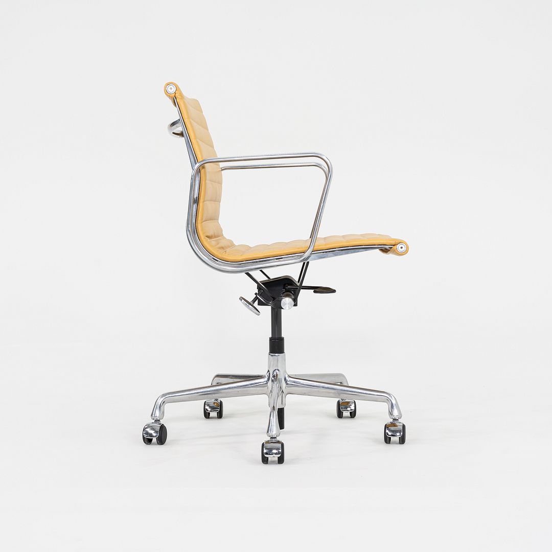 2010s Herman Miller Eames Aluminum Group Management Desk Chair Caramel Leather