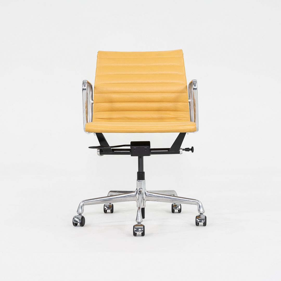 2010s Herman Miller Eames Aluminum Group Management Desk Chair Caramel Leather
