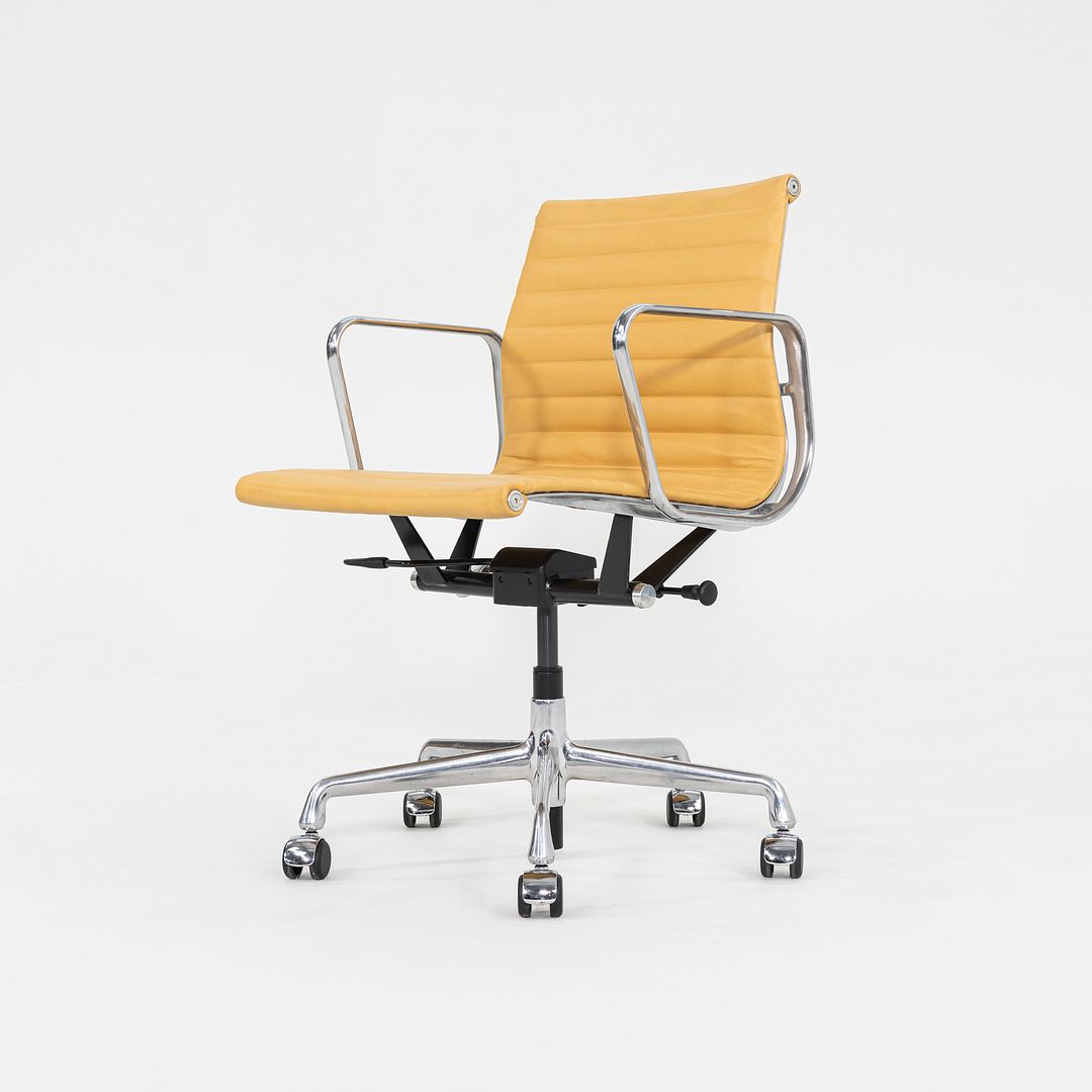 2010s Herman Miller Eames Aluminum Group Management Desk Chair Caramel Leather