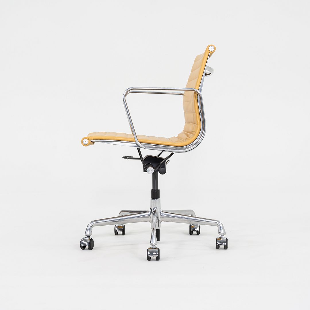2010s Herman Miller Eames Aluminum Group Management Desk Chair Caramel Leather