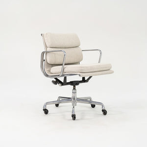 SOLD 2010s Eames Aluminum Group Soft Pad Management Desk Chair, EA435 by Ray and Charles Eames for Herman Miller in Off-White Fabric
