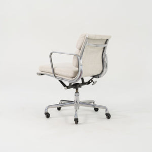 SOLD 2010s Eames Aluminum Group Soft Pad Management Desk Chair, EA435 by Ray and Charles Eames for Herman Miller in Off-White Fabric
