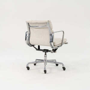 SOLD 2010s Eames Aluminum Group Soft Pad Management Desk Chair, EA435 by Ray and Charles Eames for Herman Miller in Off-White Fabric