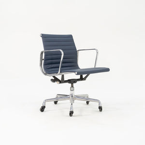 2010s Eames Aluminum Group Management Desk Chair by Ray and Charles Eames for Herman Miller in Blue Leather