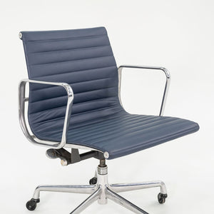 SOLD 2010s Eames Aluminum Group Management Desk Chair by Ray and Charles Eames for Herman Miller in Blue Leather