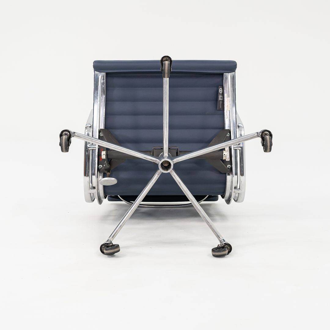 SOLD 2010s Eames Aluminum Group Management Desk Chair by Ray and Charles Eames for Herman Miller in Blue Leather