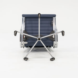 2010s Eames Aluminum Group Management Desk Chair by Ray and Charles Eames for Herman Miller in Blue Leather