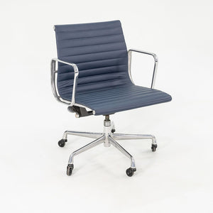 SOLD 2010s Eames Aluminum Group Management Desk Chair by Ray and Charles Eames for Herman Miller in Blue Leather